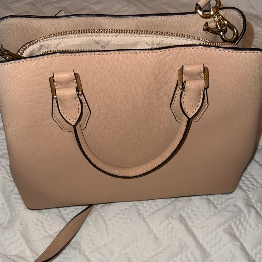 Michael Kors Tan Pebbled Leather Satchel with Gold Hardware